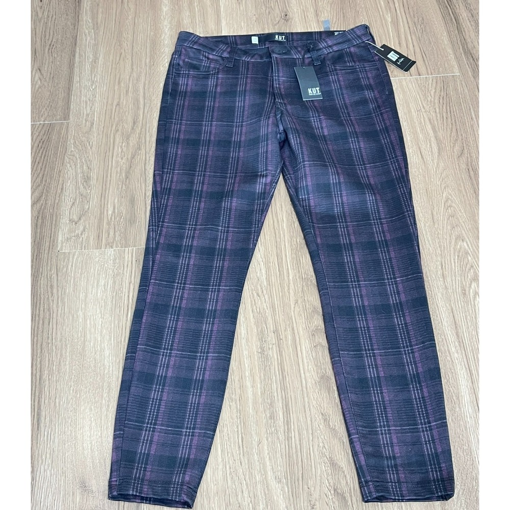 NWT KUT From The Kloth Women's 6 Mia High‎ Rise Ankle Skinny Plaid Pants